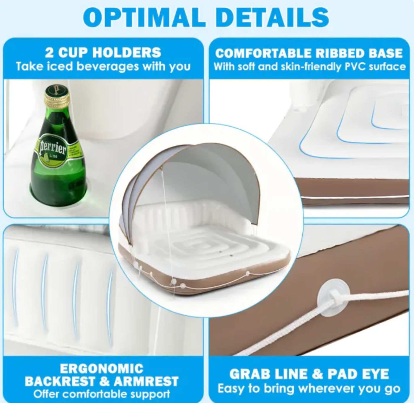 Inflatable Pool Float With Canopy