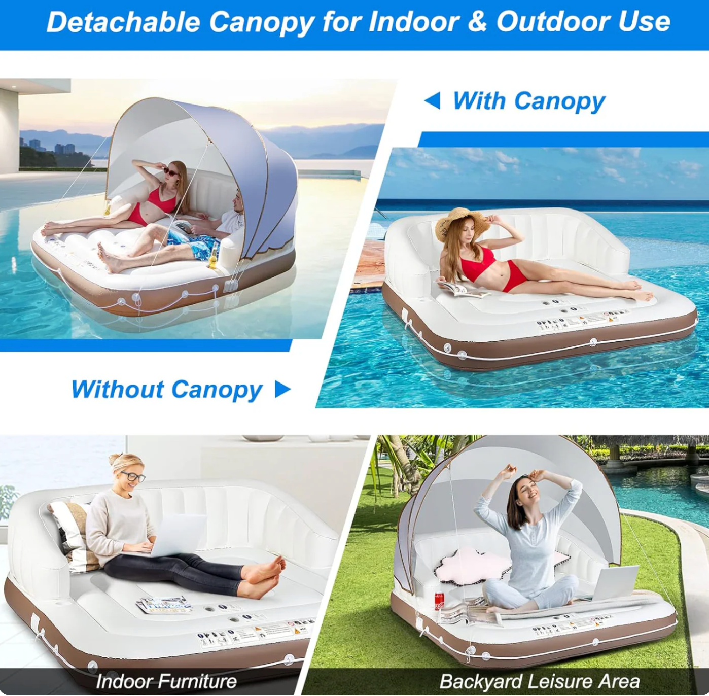 Inflatable Pool Float With Canopy